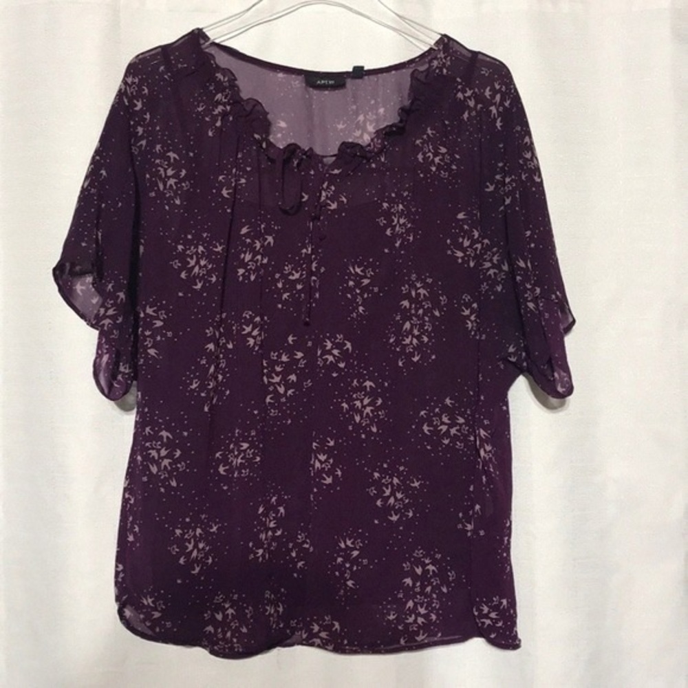 Apt. 9 Dark Purple Floral Blouse